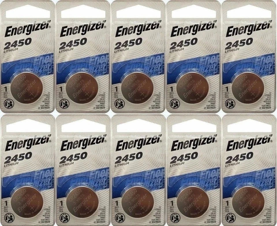 10 Pcs Energizer CR2450 ECR2450 CR 2450 3V Lithium Coin Cell Button Battery