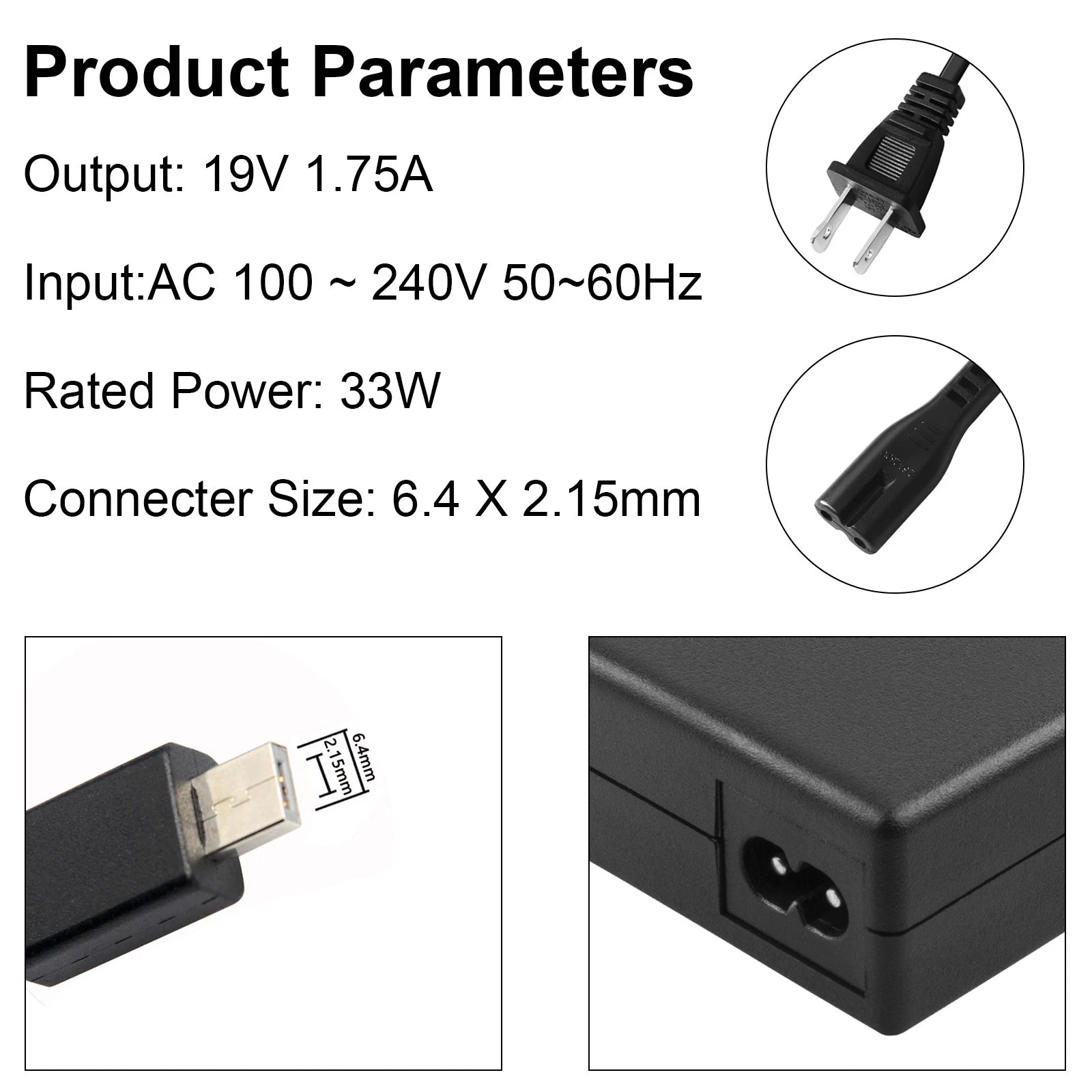 33W AC Adapter ADP-33AW Charger for Asus Eeebook X205T E200H E200HA E205 E202S