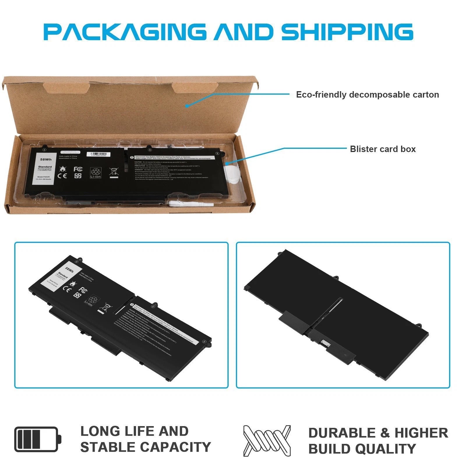 FK0VR 07KRV Battery for Dell Latitude 5330 5430 5530 7430 Precision 3570 H4PVC