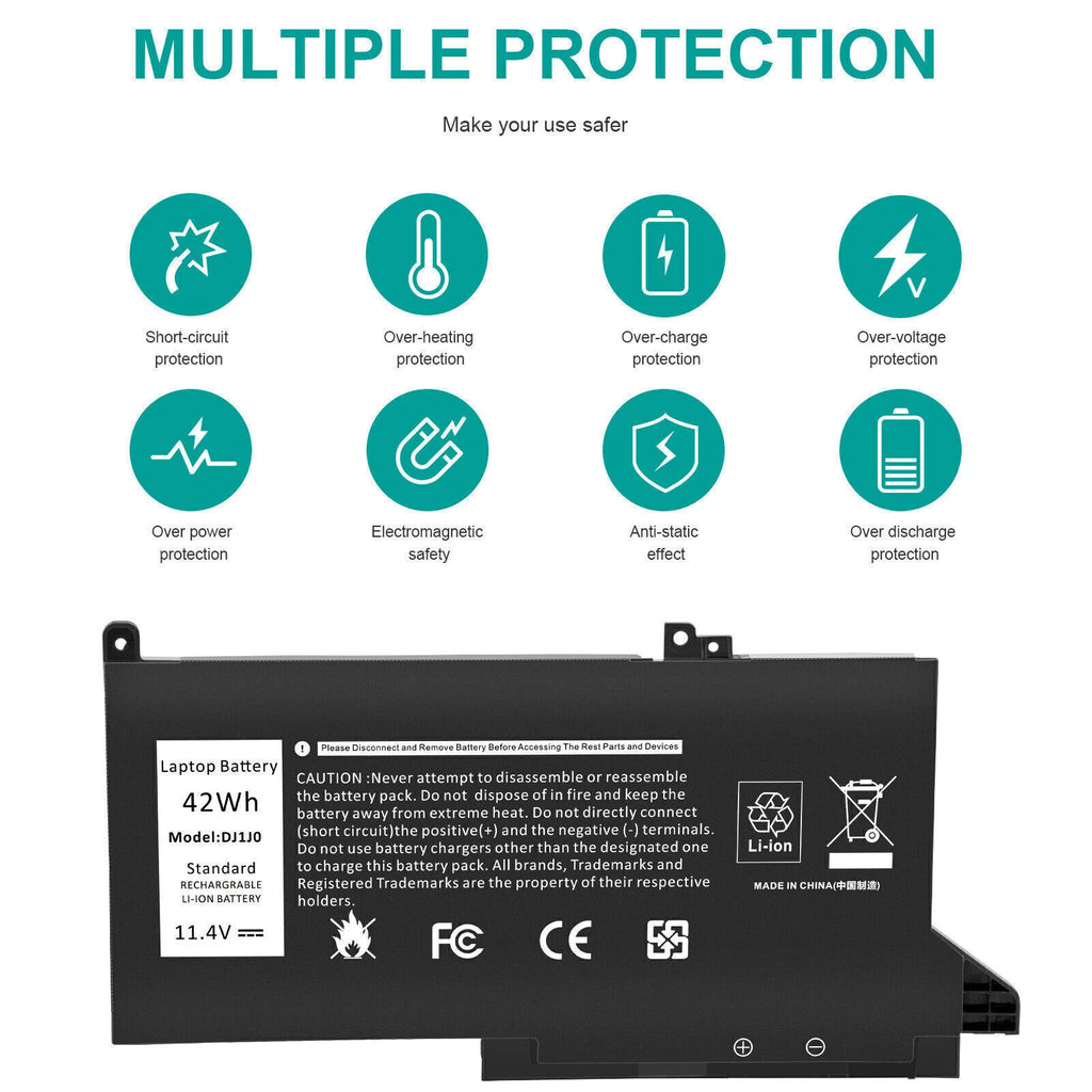??LOT 60x DJ1J0 Battery for Dell Latitude 12 7280 7290 13 7380 7390 14 7480 7490