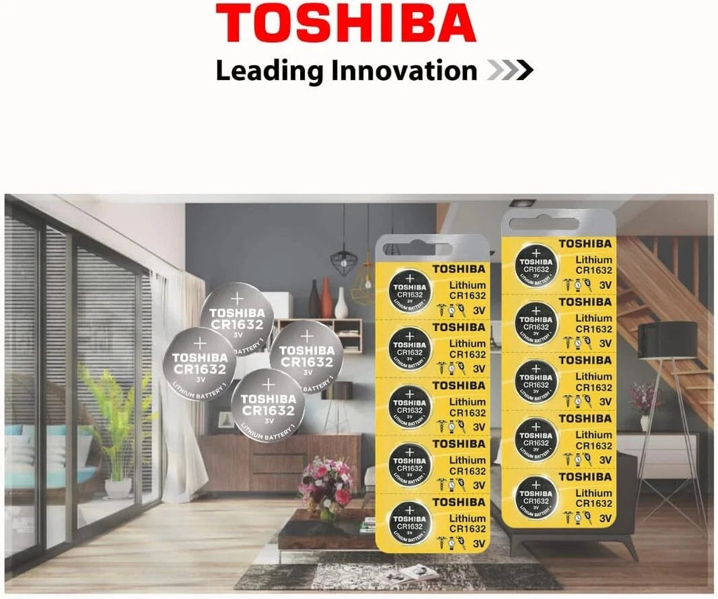 10 x New Original Toshiba CR1632 3V Lithium Coin Cell Battery (10 Batteries)