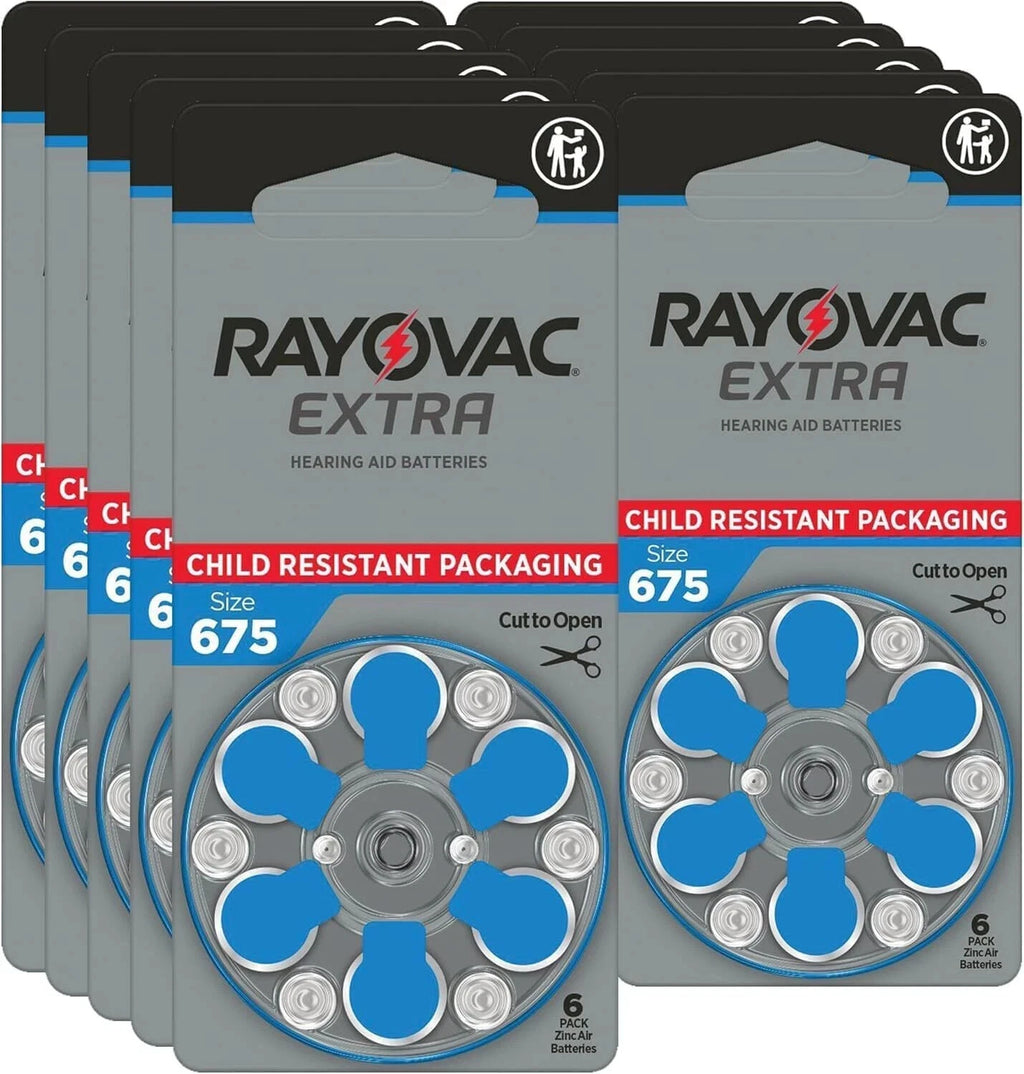 Rayovac Extra Size 675 Batteries PR44 Zinc Air 1.45V Hearing Aid (60 Count)