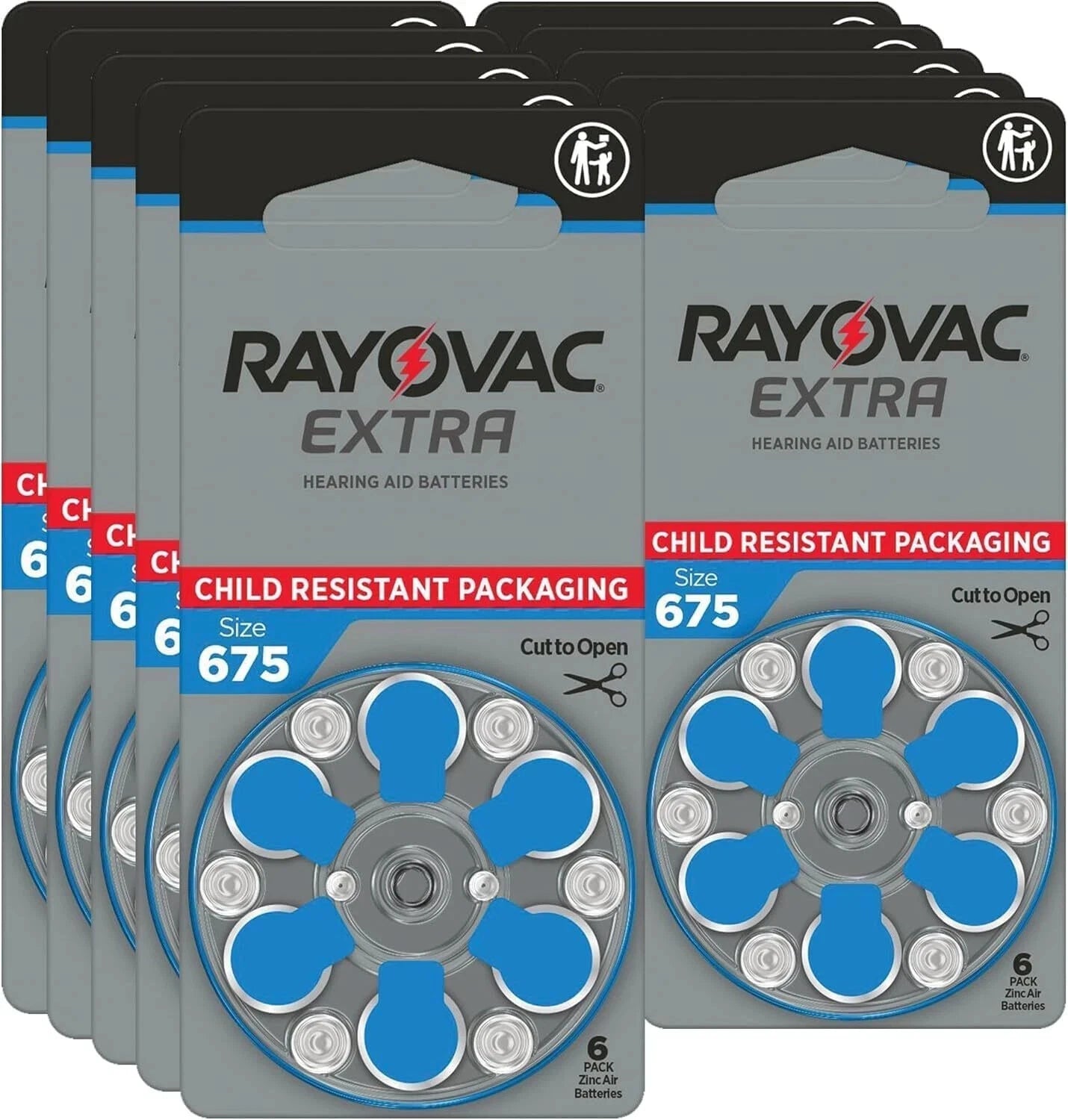 Rayovac Extra Size 675 Batteries PR44 Zinc Air 1.45V Hearing Aid (60 Count)
