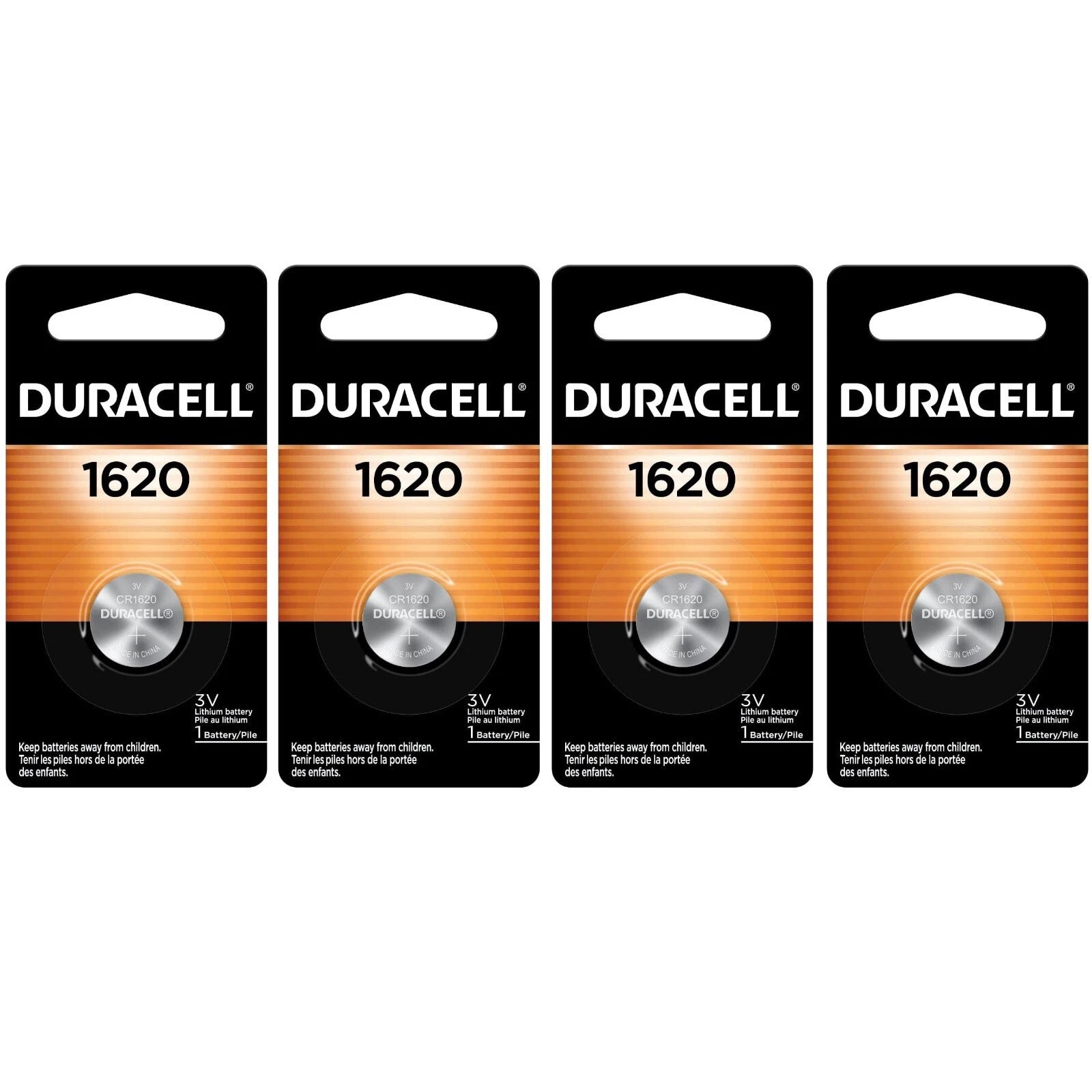 4 1620 Duracell Coin Cell Batteries - Lithium 3V - ( CR1620, ECR1620, DL1620 )
