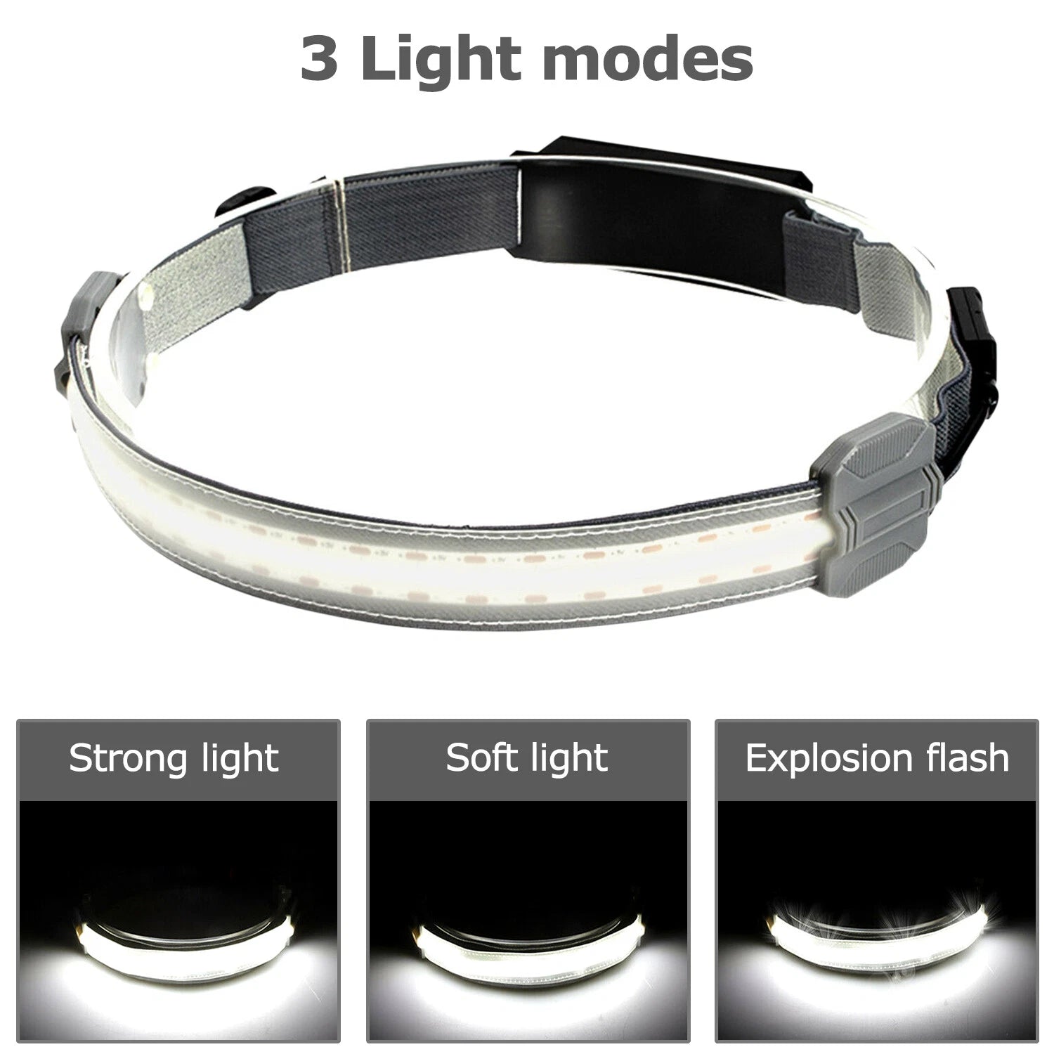 Battery LED Headlamp Headlights Torch Flashlight Work Light Bar Head Band Lamp
