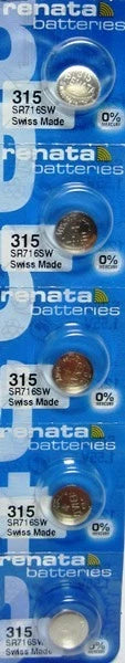 Renata 315 Button Cell watch 0% MERCURY Battery X 5