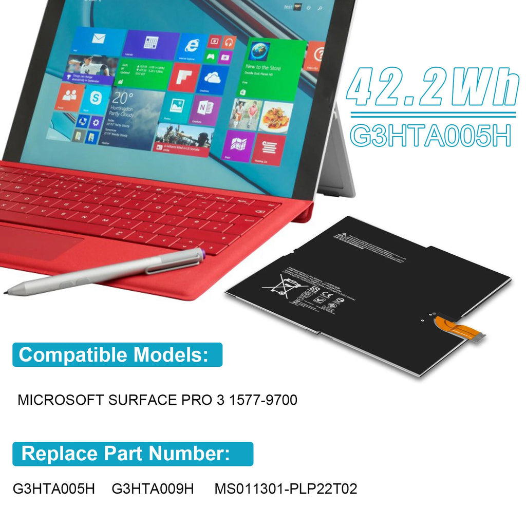 For Microsoft Surface Pro 3 1631 MS011301-PLP22T02 Replacement G3HTA005H Battery
