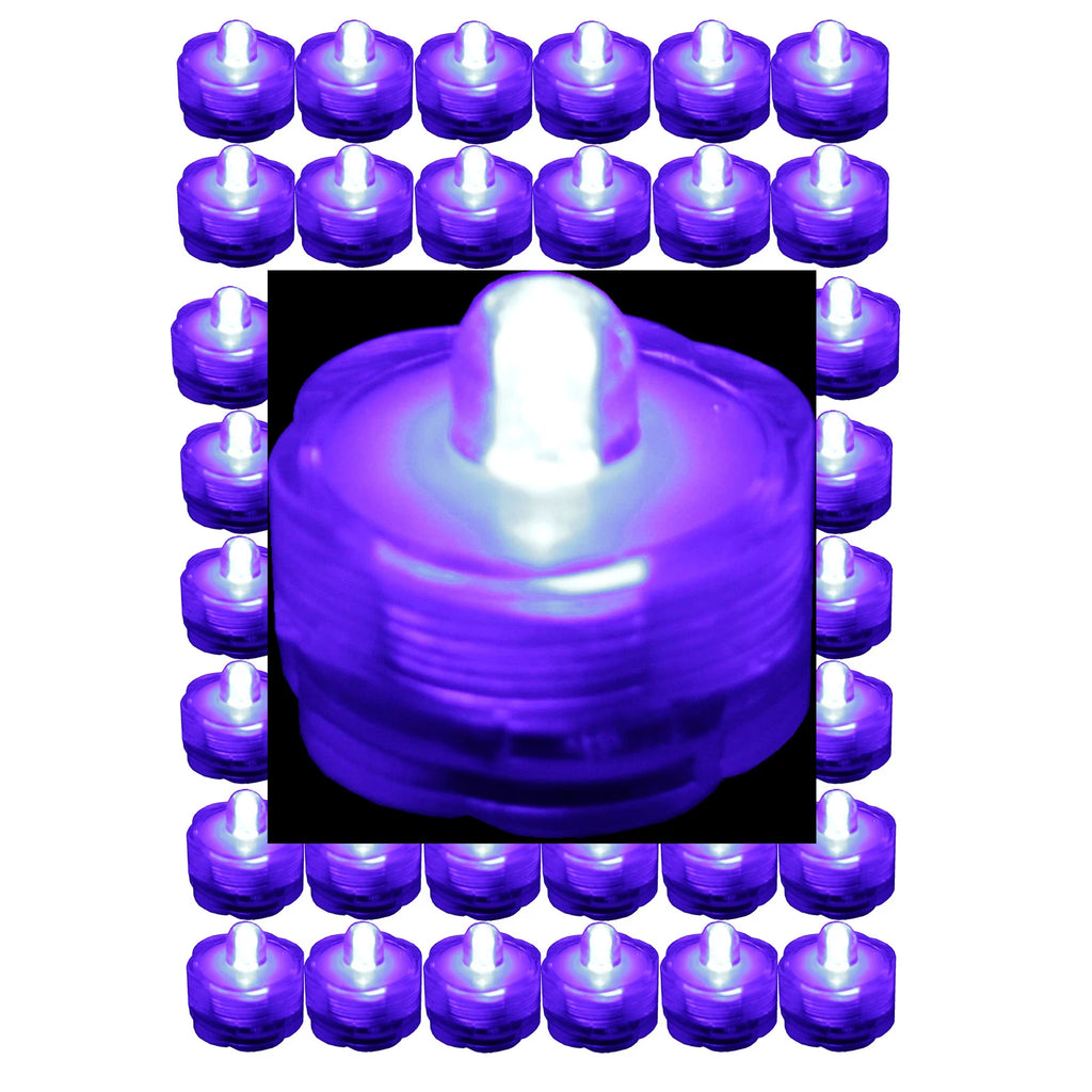 PURPLE 48 Pack ~ Submersible Waterproof Battery LED Tea Light ~ Wedding Decorati
