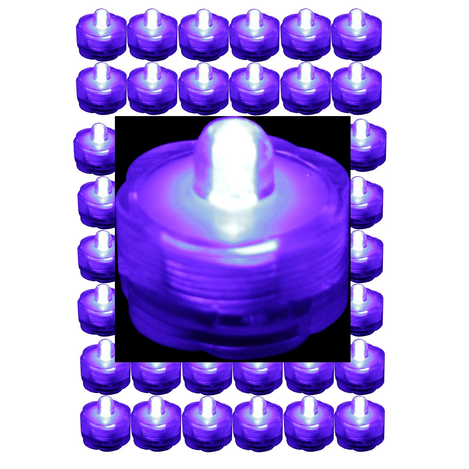 PURPLE 48 Pack ~ Submersible Waterproof Battery LED Tea Light ~ Wedding Decorati