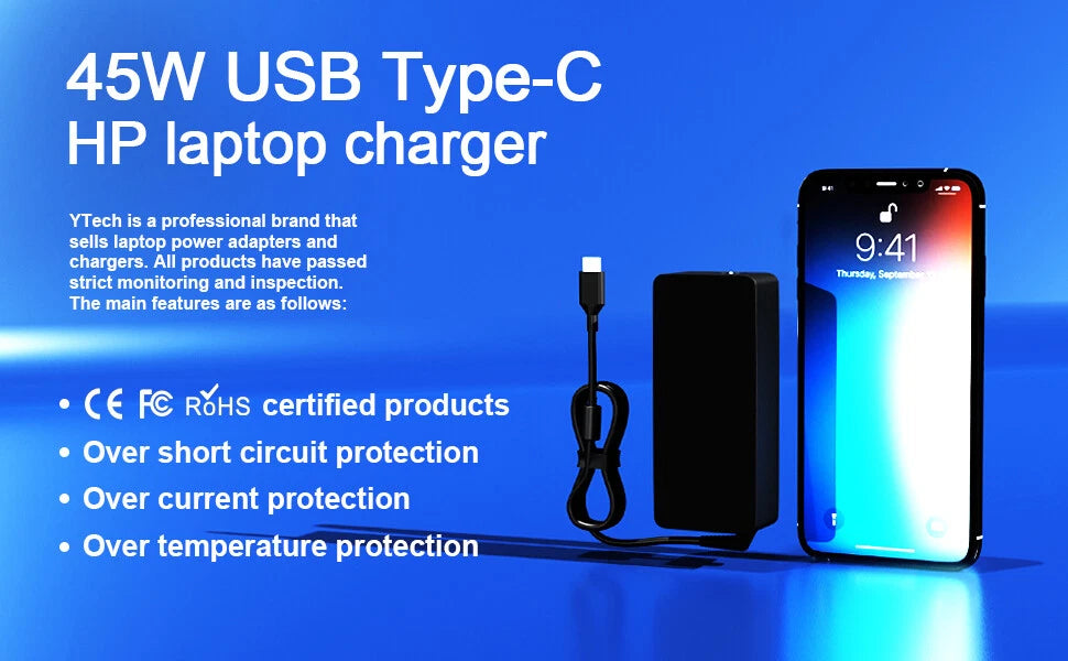 45W USB-C Type-C Adapter Laptop Charger For HP Chromebook x360 14 G5 11 G6 G7 EE