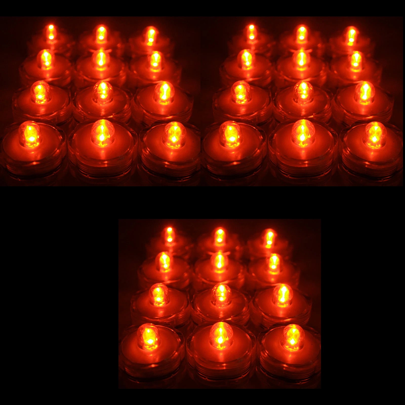 Submersible Waterproof Battery LED Tea Light ~ ORANGE ~ 36 Pack
