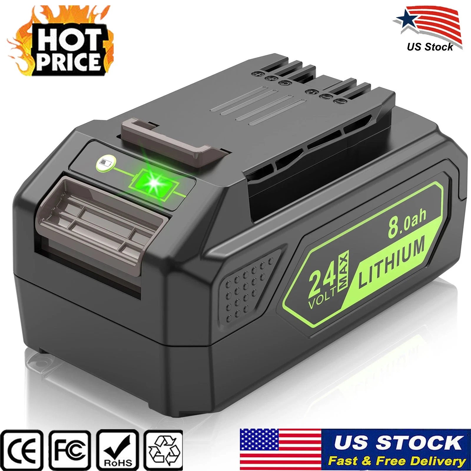 8000mAh Battery for Greenworks 24V G-MAX POWERALL Tools For BISSELL Cleanview XR