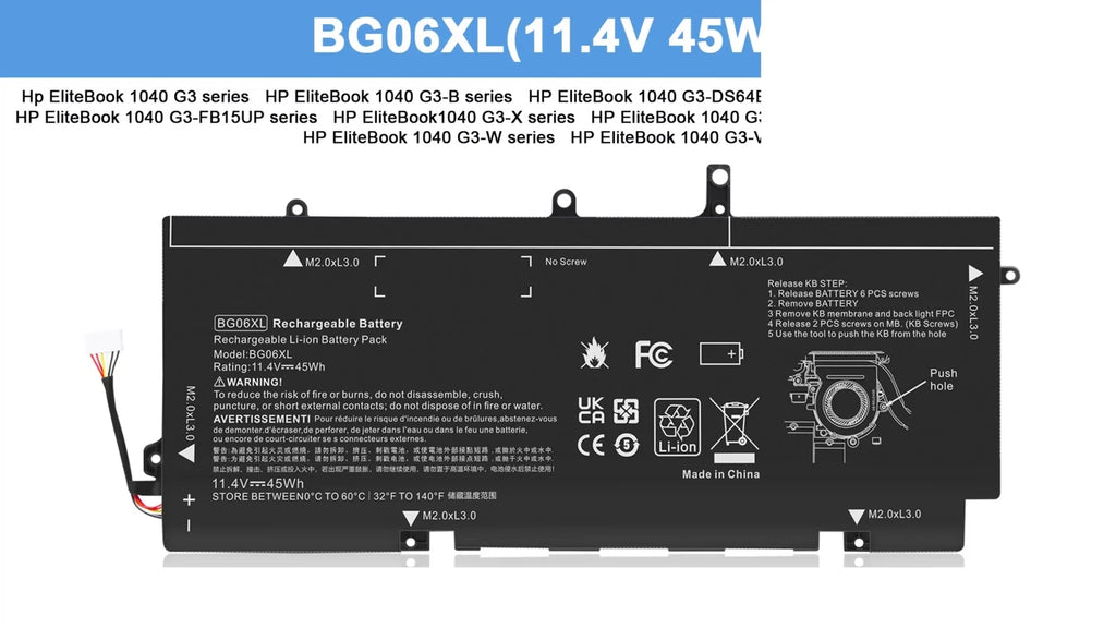 BG06XL BG06045XL Battery for HP EliteBook Folio 1040 G3 Series 804175-181 45Wh