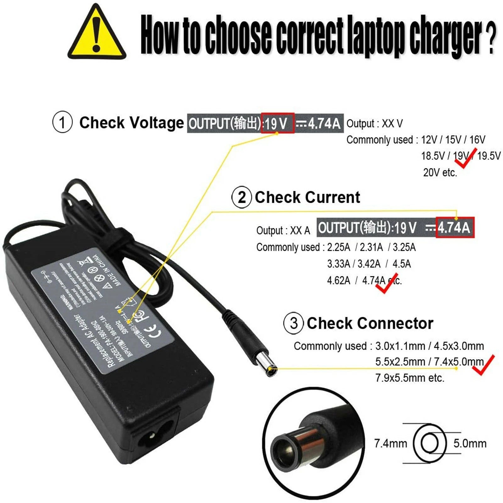 AC Adapter For HP Probook 4441s 4510s 4520s 4530s 4535s Power Cord Charger 90W