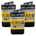 3pc Exell EBZ-650 6V 50Ah 234Wh Zinc Air Alkaline Battery Lasts 8 Times Longer