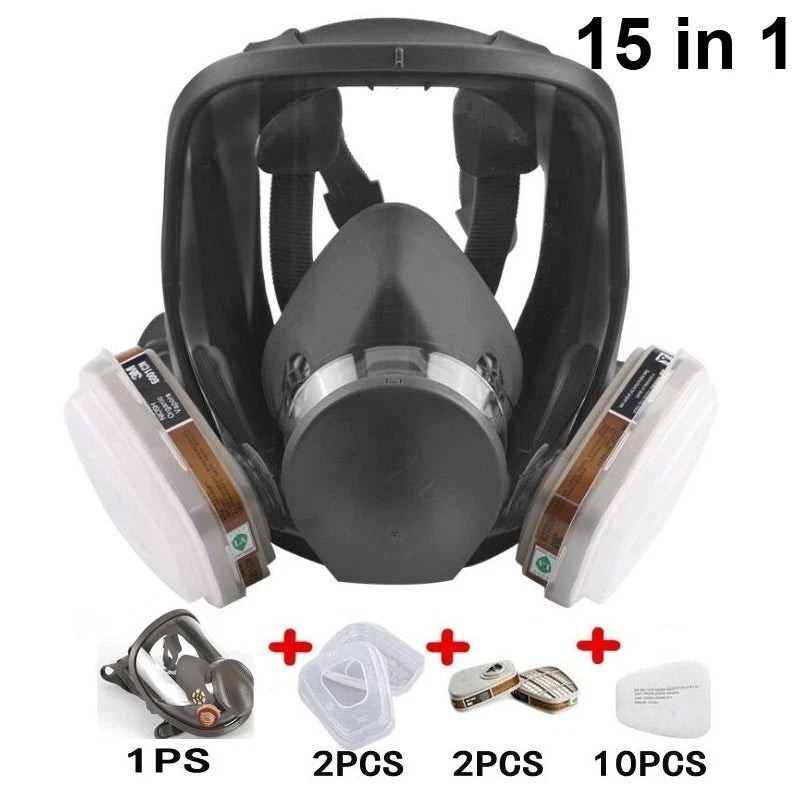 Full Face Gas Mask Facepiece Respirator For Painting Spraying 15 in 1 6800 SET