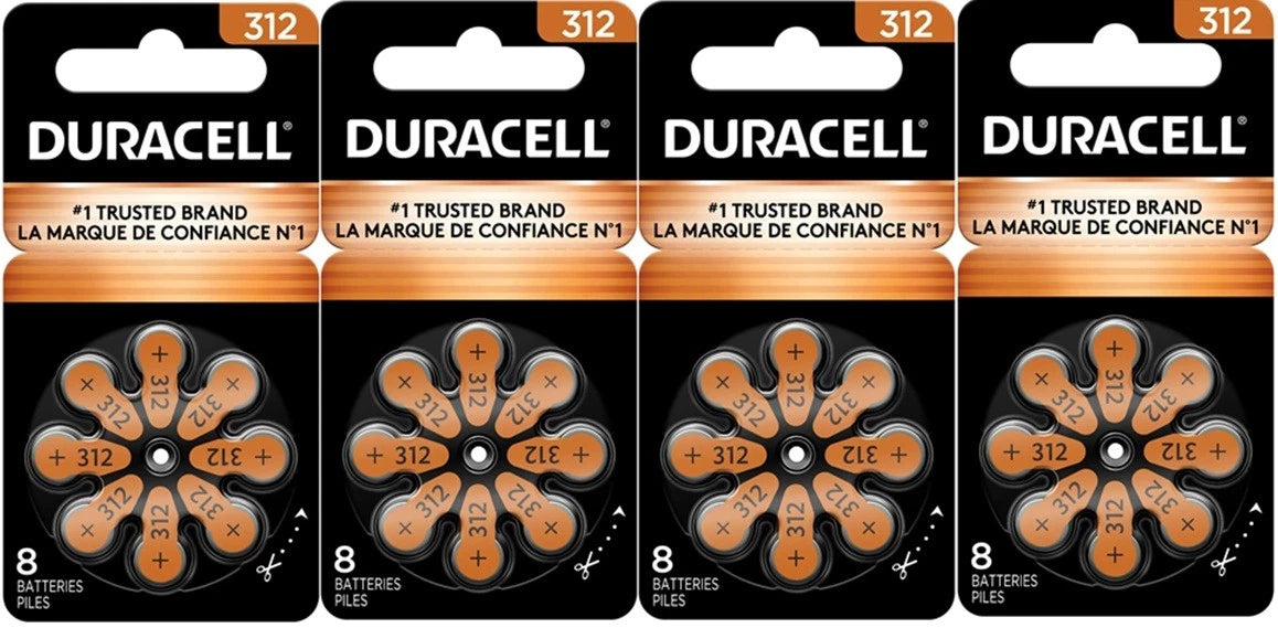 Duracell Hearing Aid Batteries Size 312 - Fresh Exp-2028 (32 - 240 Batteries)