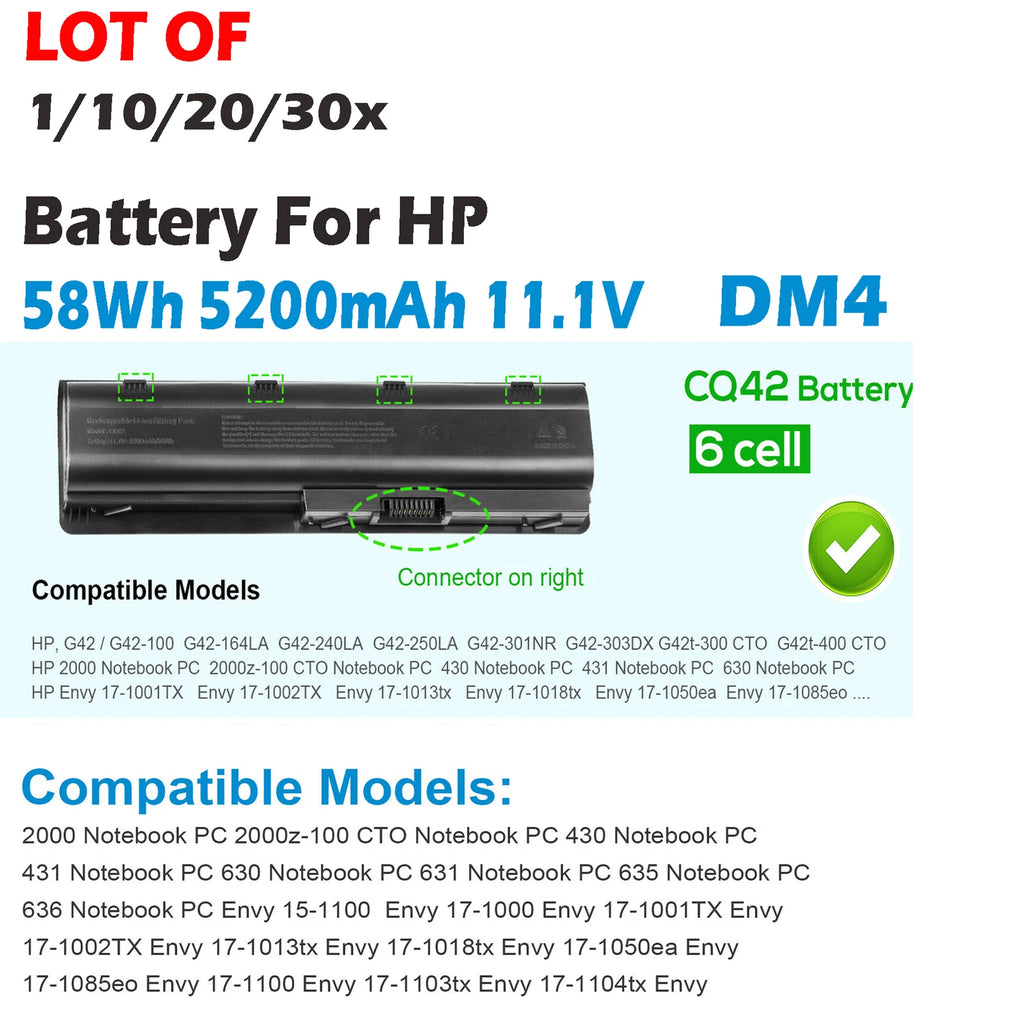 ??LOT 1-30x MU06 MU09 Battery For HP Pavilion CQ32 CQ42 CQ62 G4 G6 G7 593553-001