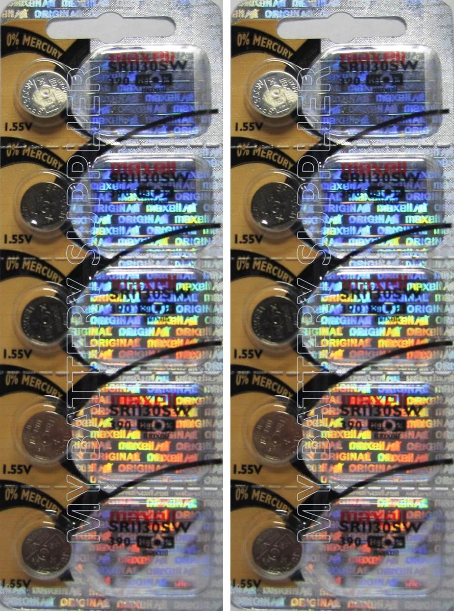 10 x 390 Maxell Silver Oxide Watch / Electronic Batteries