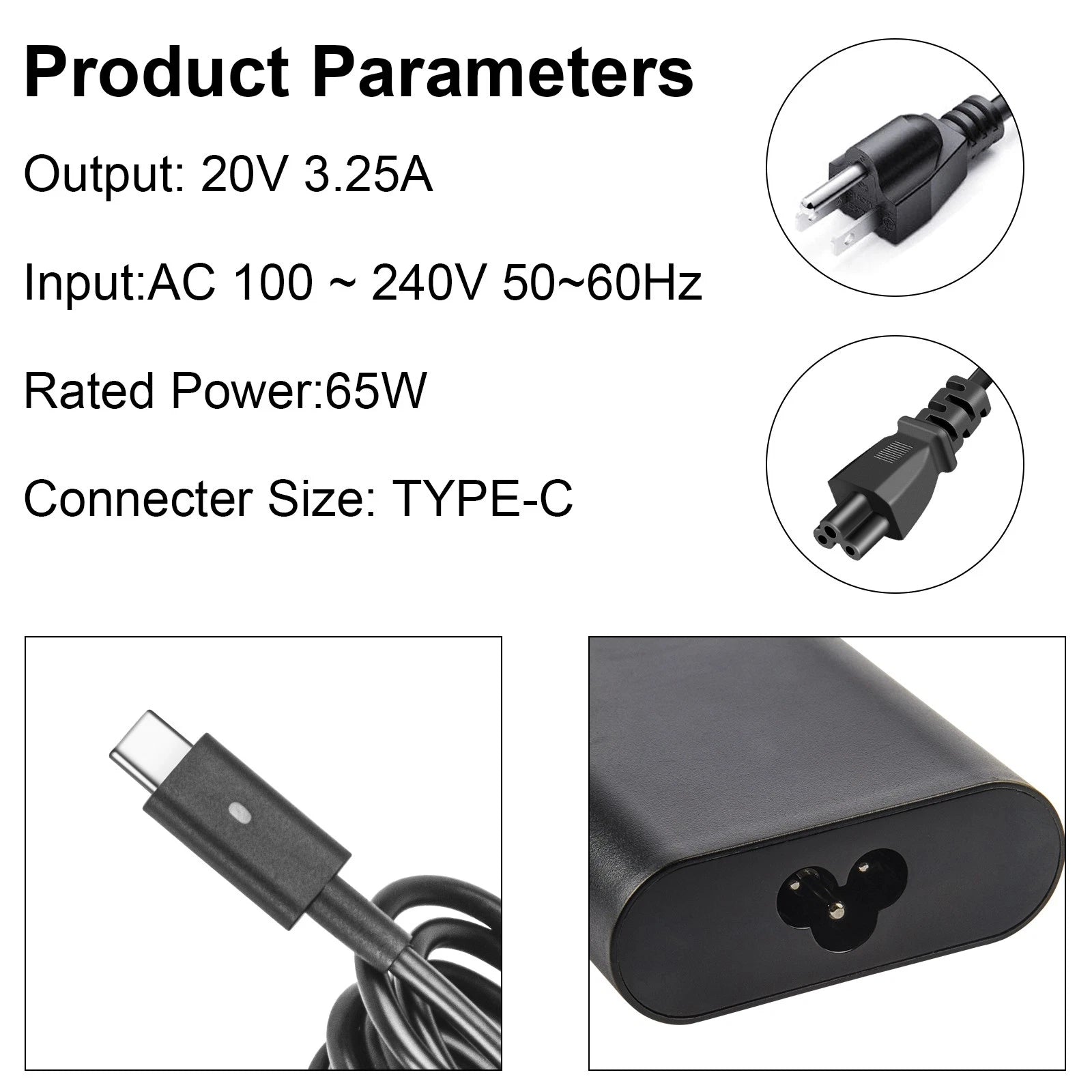 65W USB C Type-C AC Adapter Charger For Dell 0GJJYR LA65NM170 2WDR5 2YK0F GJJYR