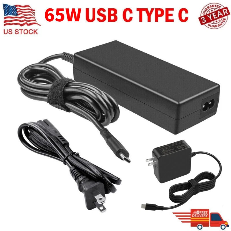 65W 45W Type-C USB-C Laptop Adapter Charger for Dell/HP/Lenovo/ASUS/Acer/Samsung