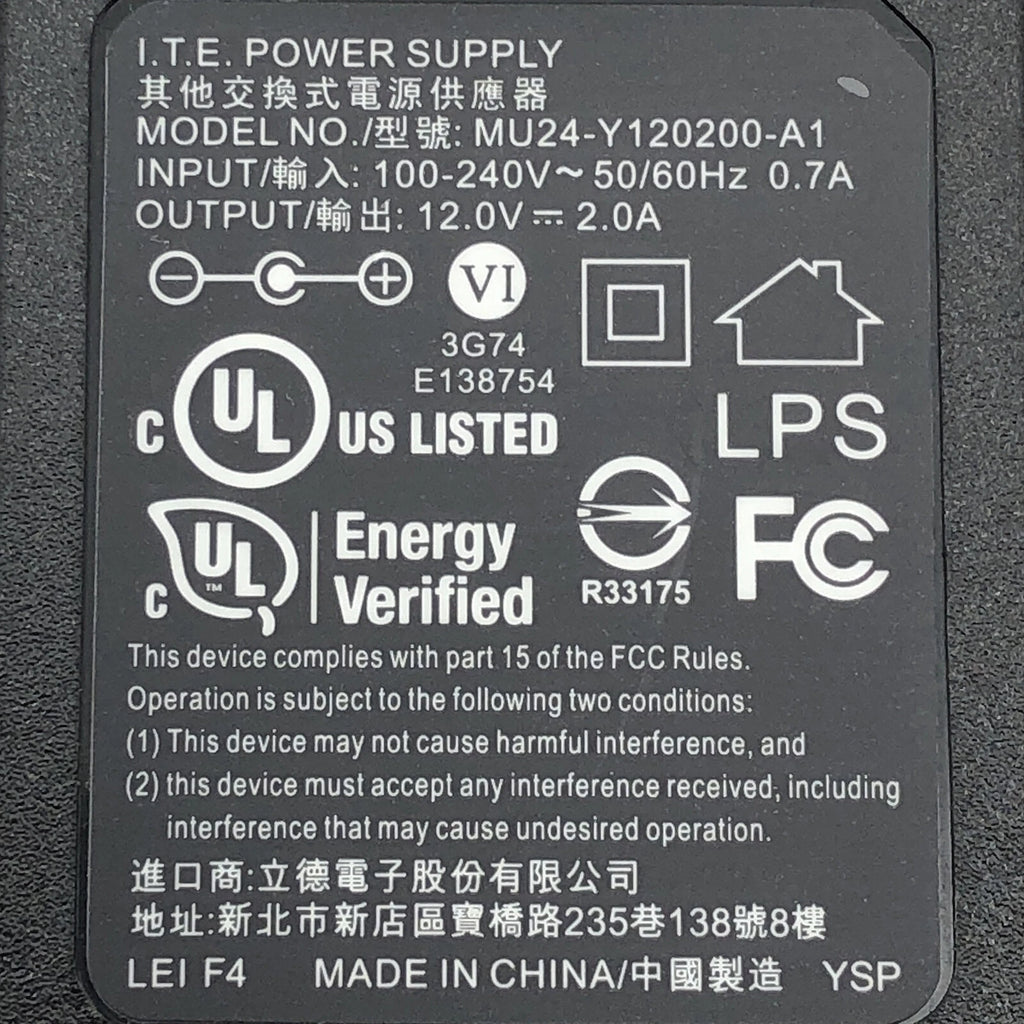 NEW Original I.T.E 12V AC Power Adapter ADS-26FSG-12 Charger