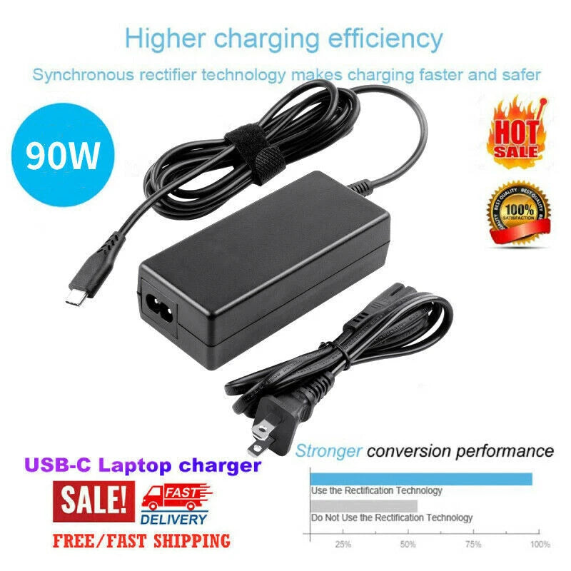 Laptop Charger AC Adapter USB-C Type C for Macbook Apple HP Lenovo Asus Dell 90W