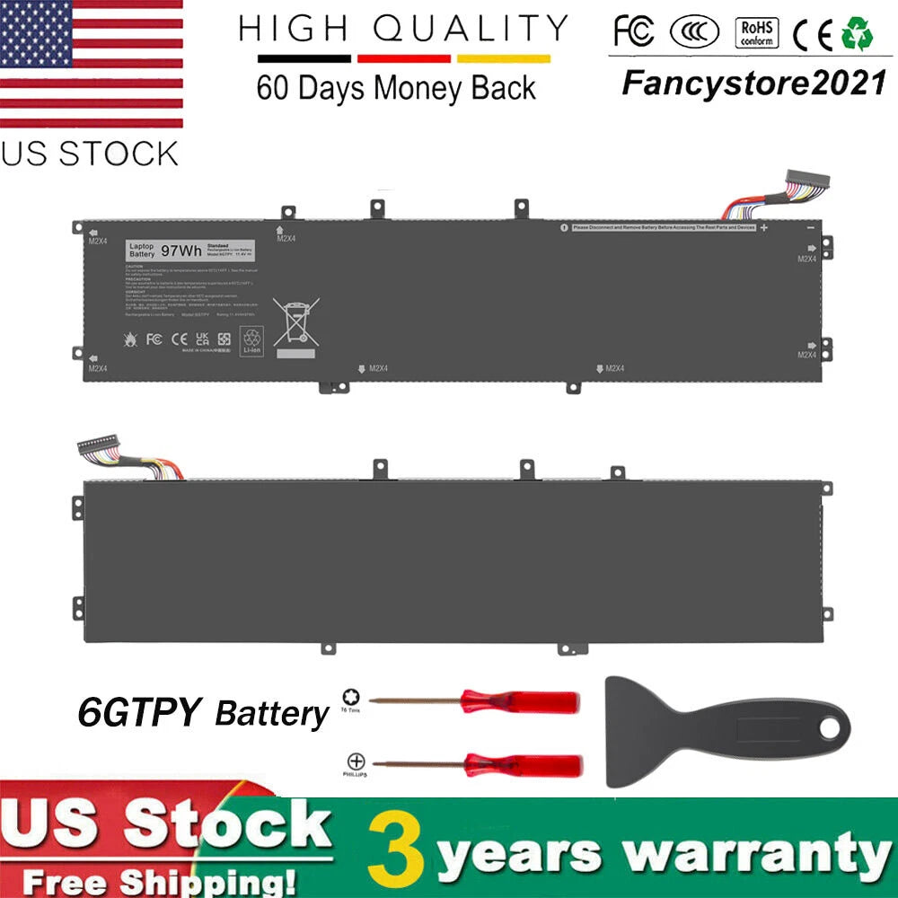 6GTPY 97Wh Battery for Dell XPS 15 9570 9560 9550 7590 Precsion 5530 5520 5510
