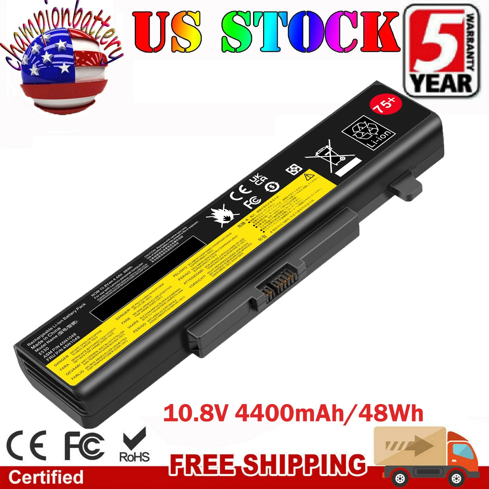 75++ Battery for Lenovo ThinkPad E430 E431 E435 E440 E445 E530 E531 E535 E540