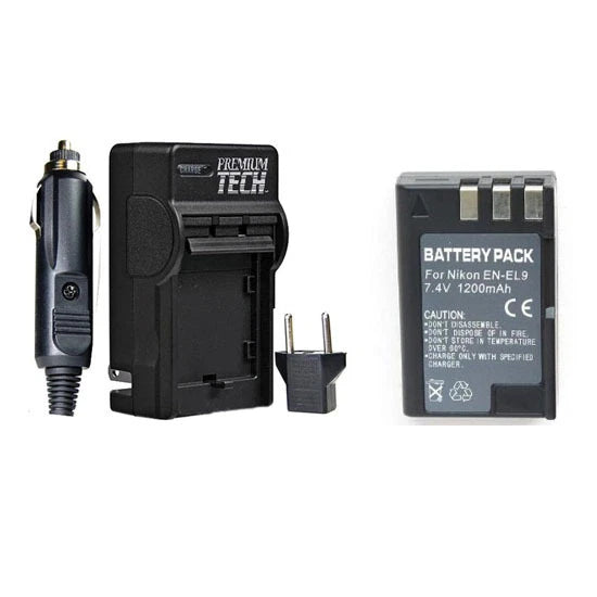 EN-EL9A ENEL9 Battery with Charger for Nikon D3000, D5000, D40, D40x, D60