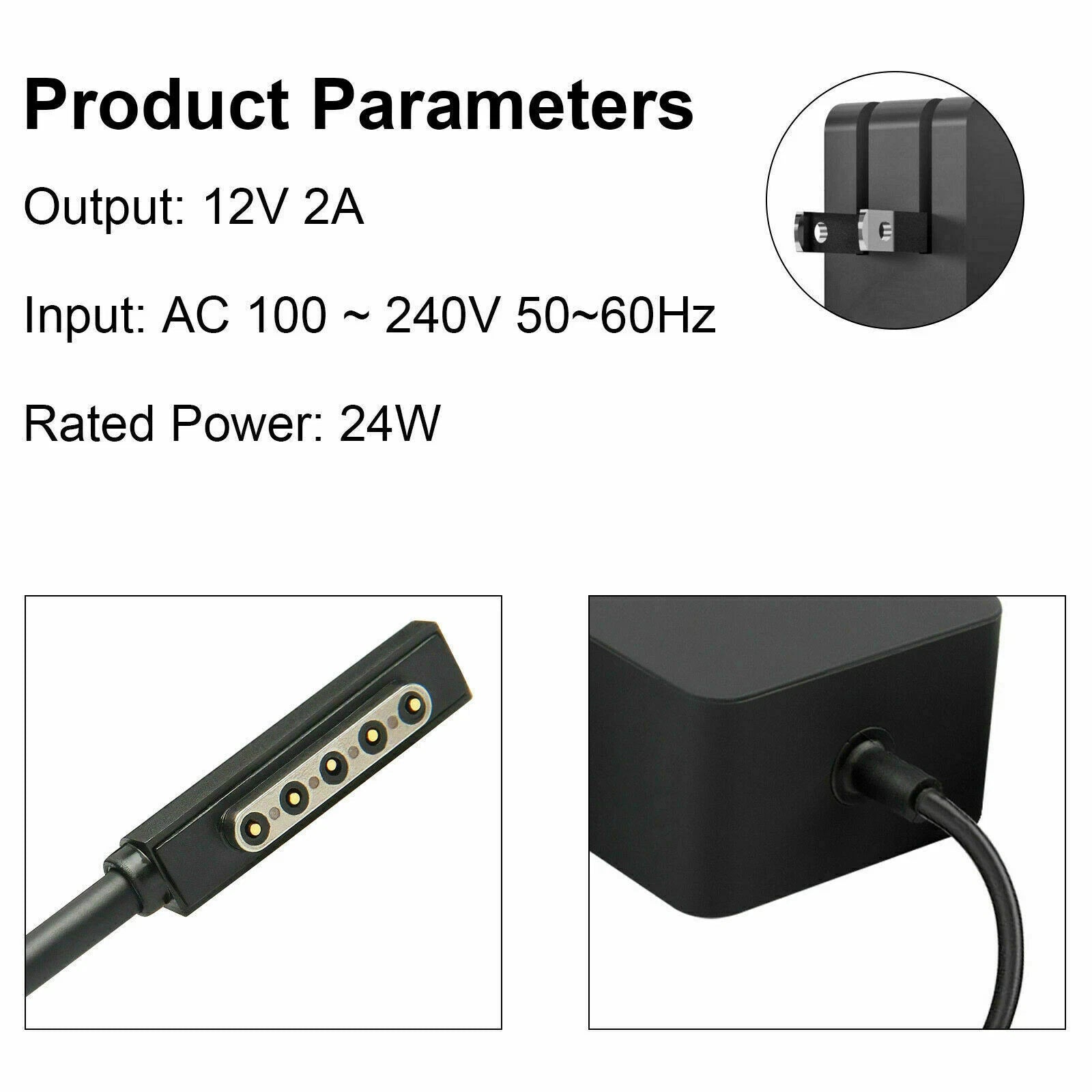 For Microsoft Surface RT / Pro 1/2 24W 12V 2A Adapter Charger 1512 1513 1516 US