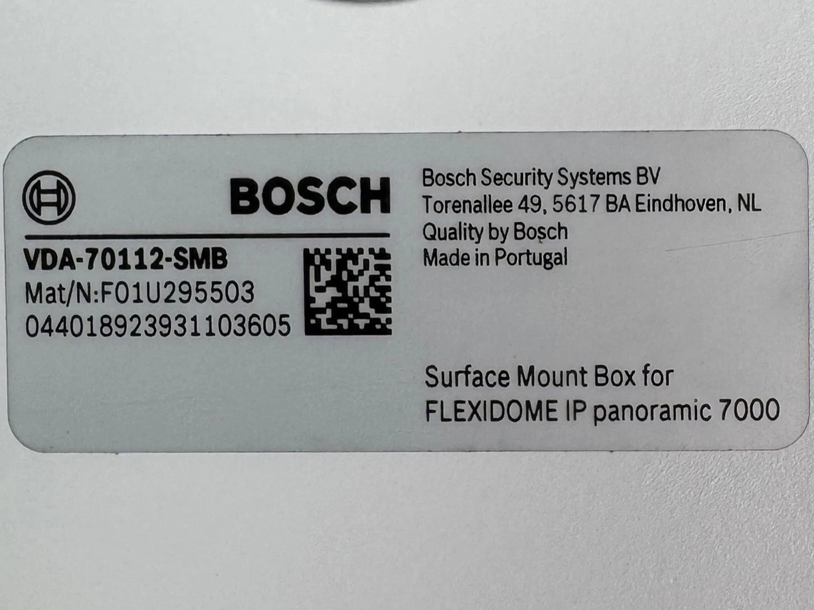 NEW Bosch Surface Mount Box VDA-70112-SMB for Flexidome IP Panoramic 7000 MP