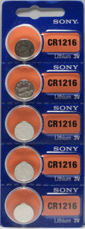 5 Pk SONY CR 1216 CR1216 Lithium Coin Batteries 3V