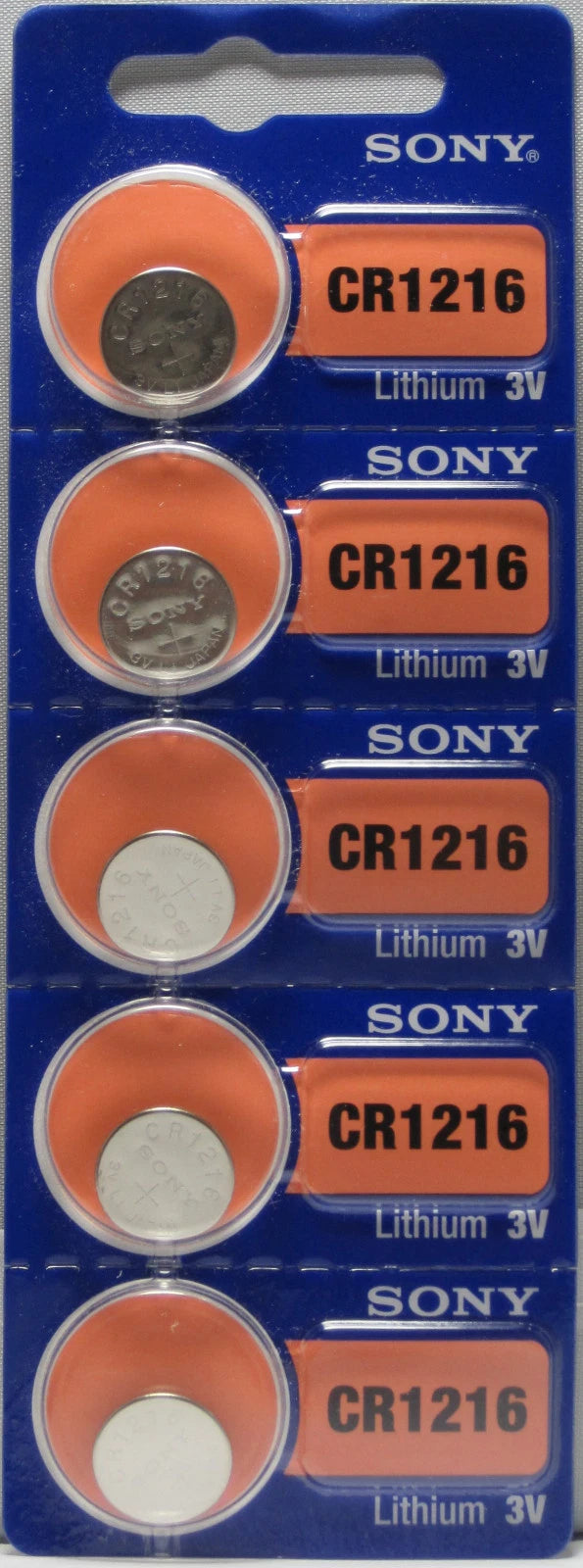 5 Pk SONY CR 1216 CR1216 Lithium Coin Batteries 3V