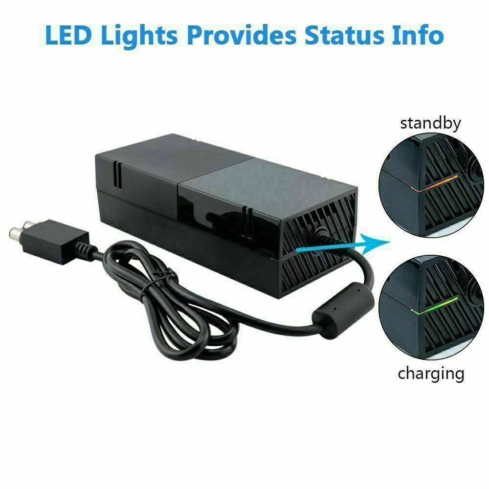 For Microsoft Xbox One Console AC Adapter Brick Charger Power Supply Cord Glossy