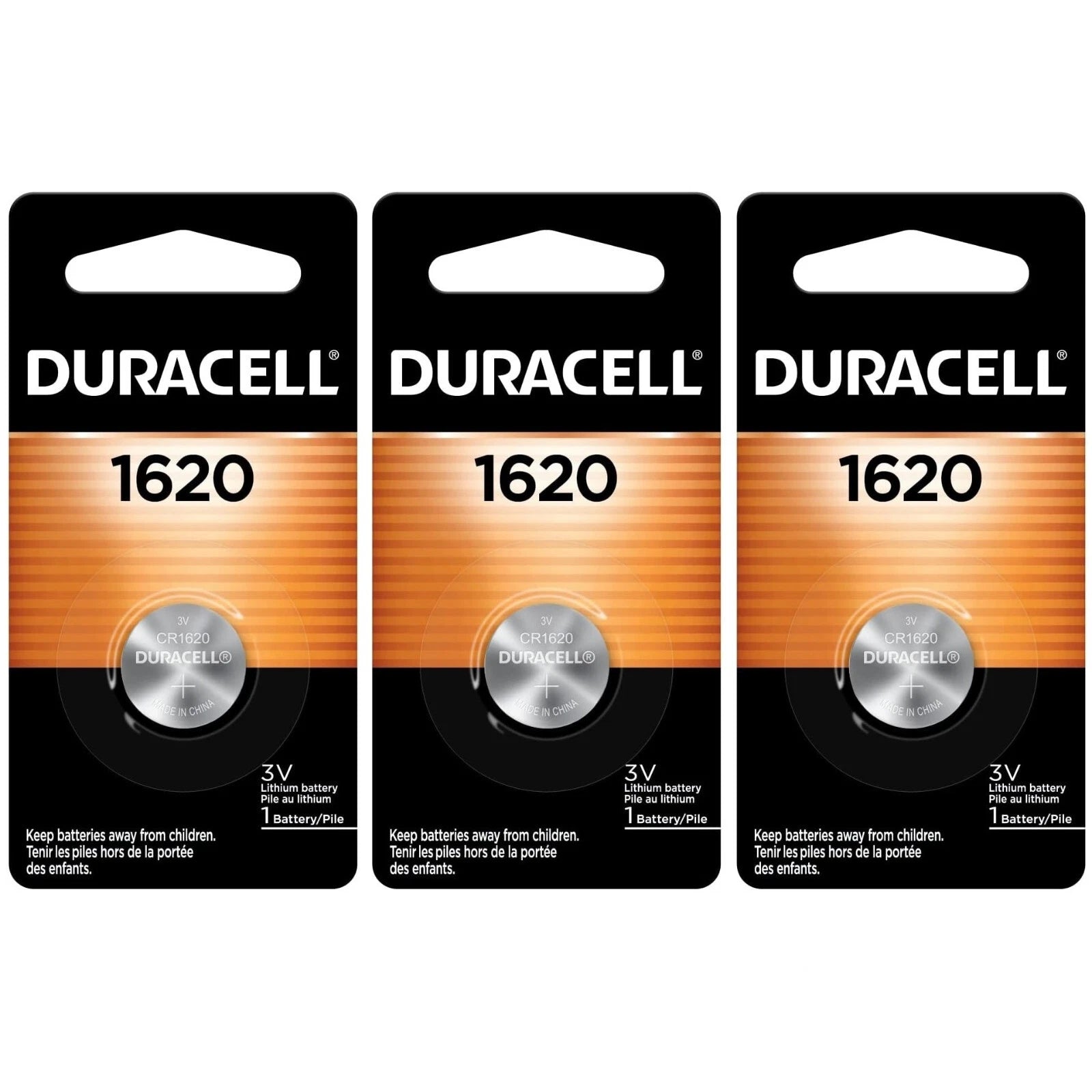 3 1620 Duracell Coin Cell Batteries - Lithium 3V - ( CR1620, ECR1620, DL1620 )