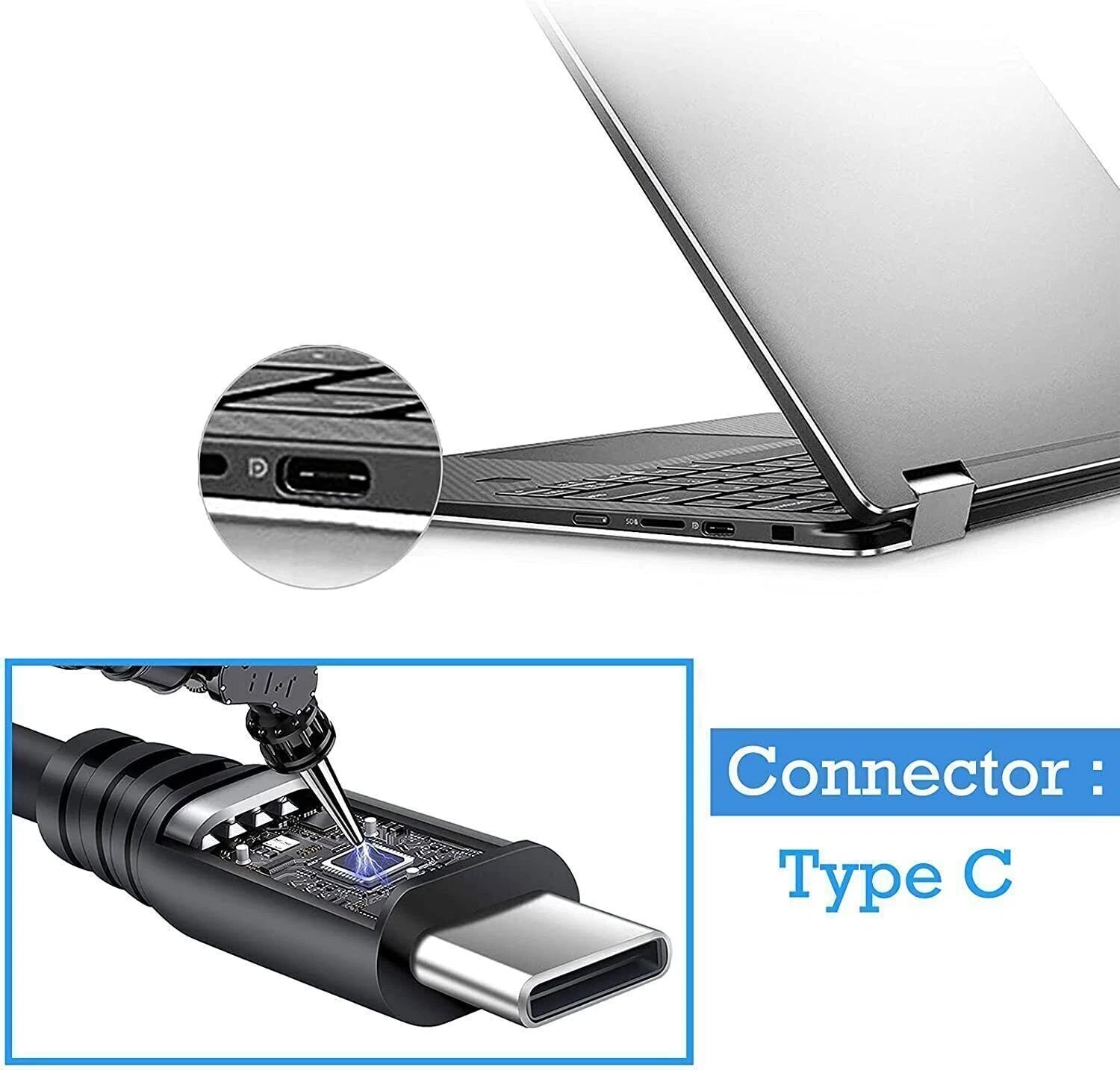 45W USB-C Chromebook Charger X360 Adapter for HP Dell Lenovo Acer Asus Samsung
