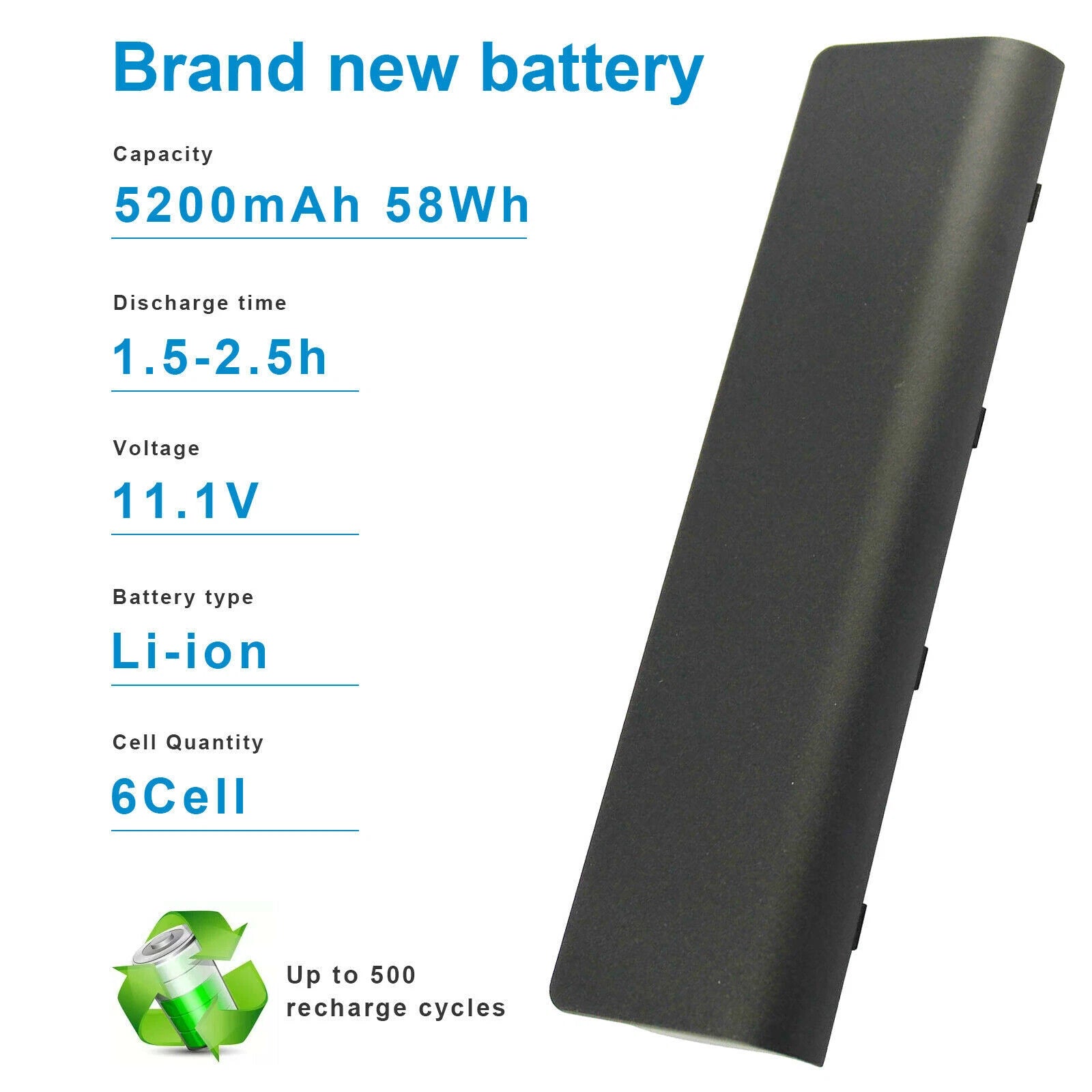 New for HP 2000-425NR Notebook Laptop Battery MU06 MU09 593553-001 6Cell 5200mAh