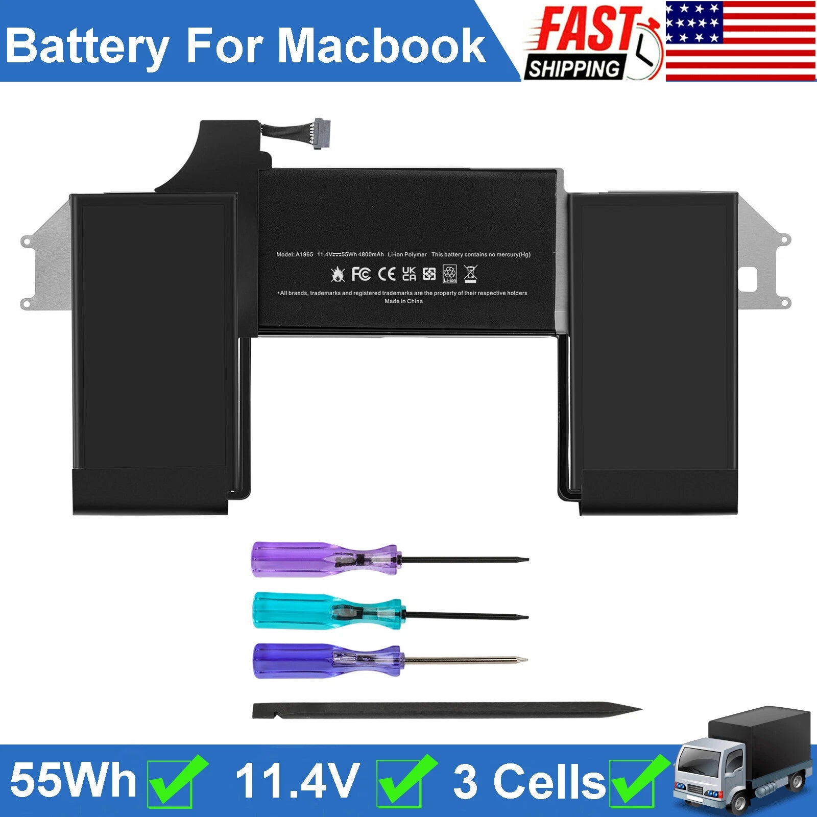 A1932 A1965 Battery For Apple Macbook Air 13''A1932 2018 2019 A2179 2020 Laptop