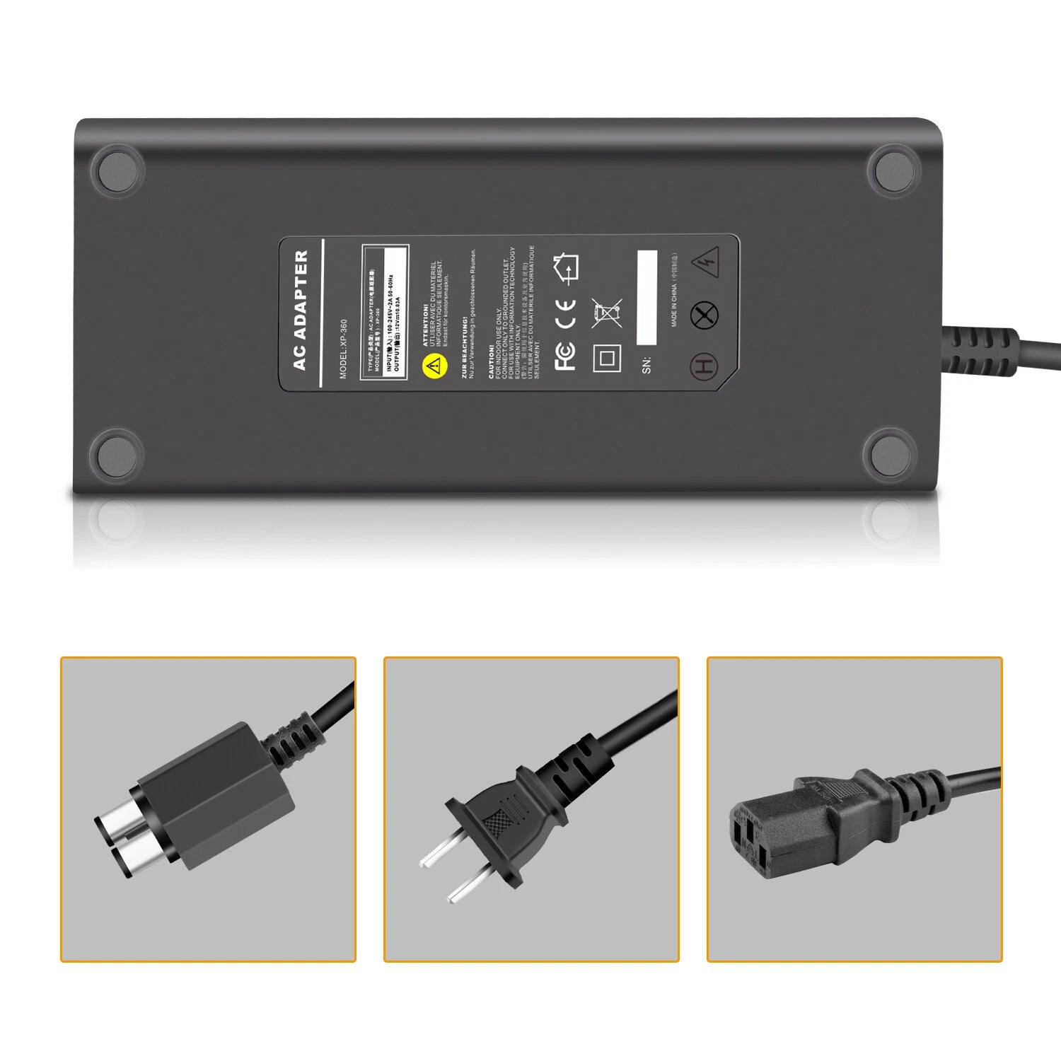 135W For Xbox 360 Slim Power Supply Adapter Box Replacement + Power Cord Cable