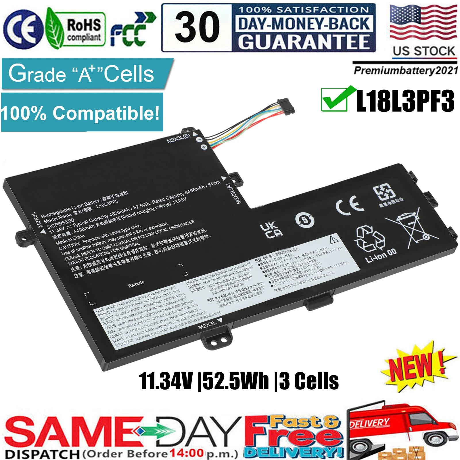 NEW L18L3PF3 L18C3PF7 L18M3PF6 battery for Lenovo ideapad S340-15API S340-15IWL