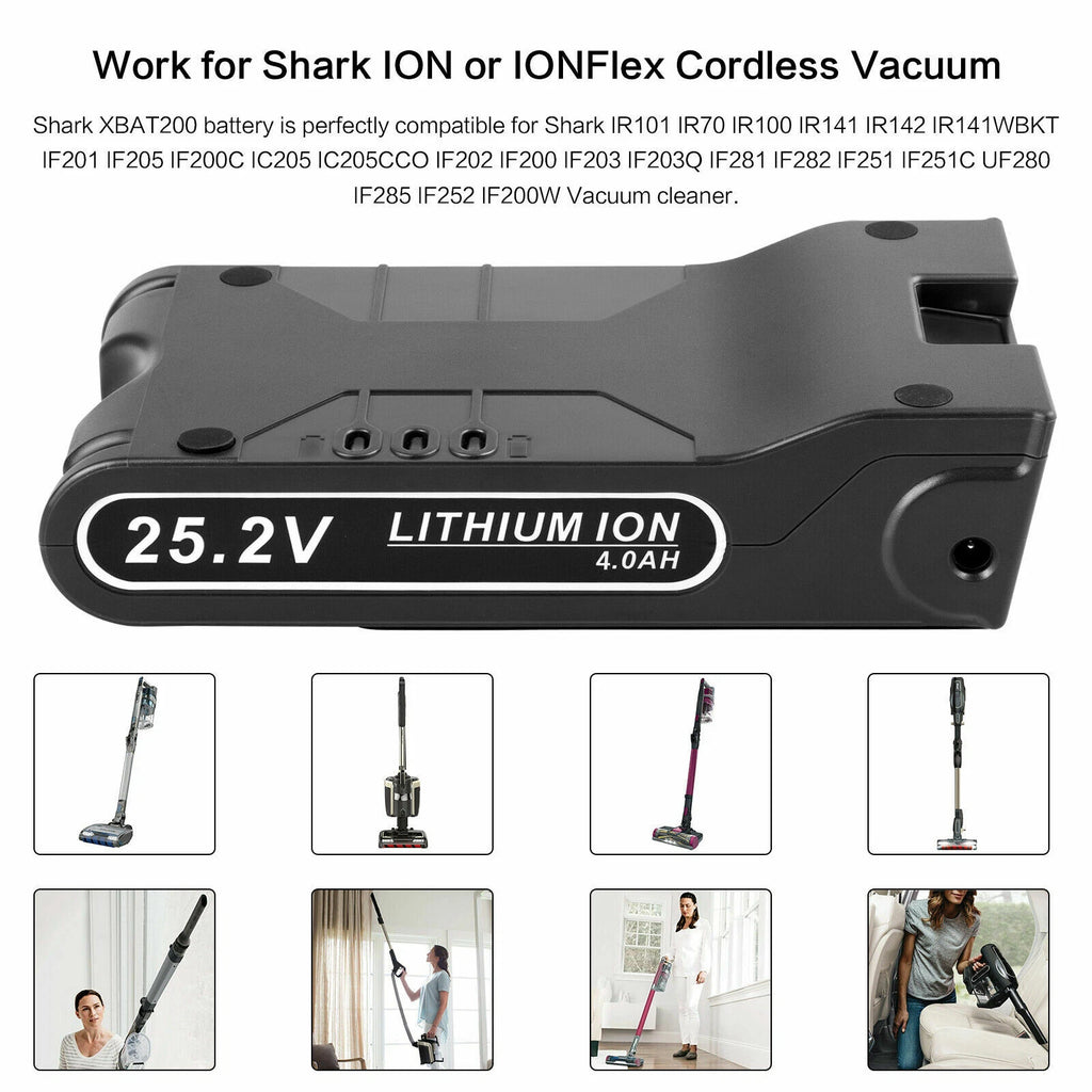 2X 4Ah Li-ion XBAT200 Battery For Shark Cordless Vacuums IF Series IF200 25.2V