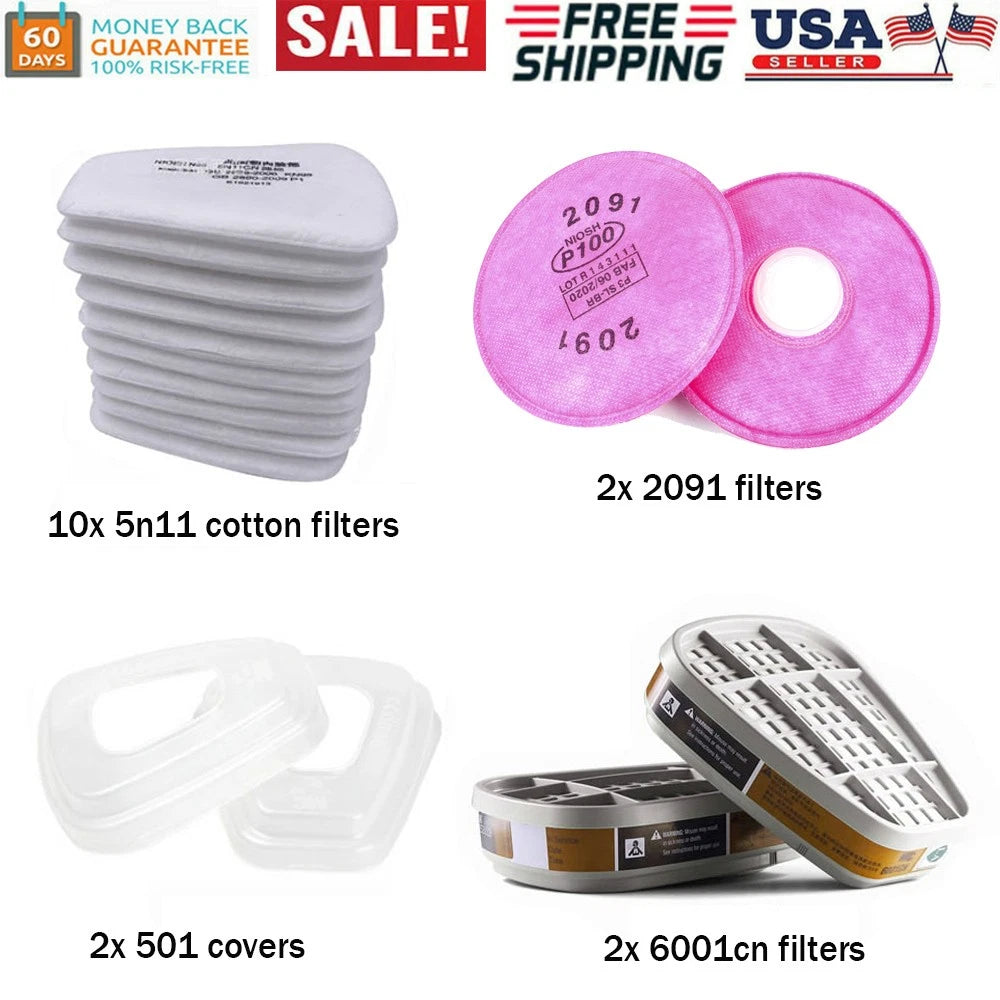 5N11 Cotton Filter /6001CN Filter Cartridge /Cover For 6200 6500 7502 Respirator