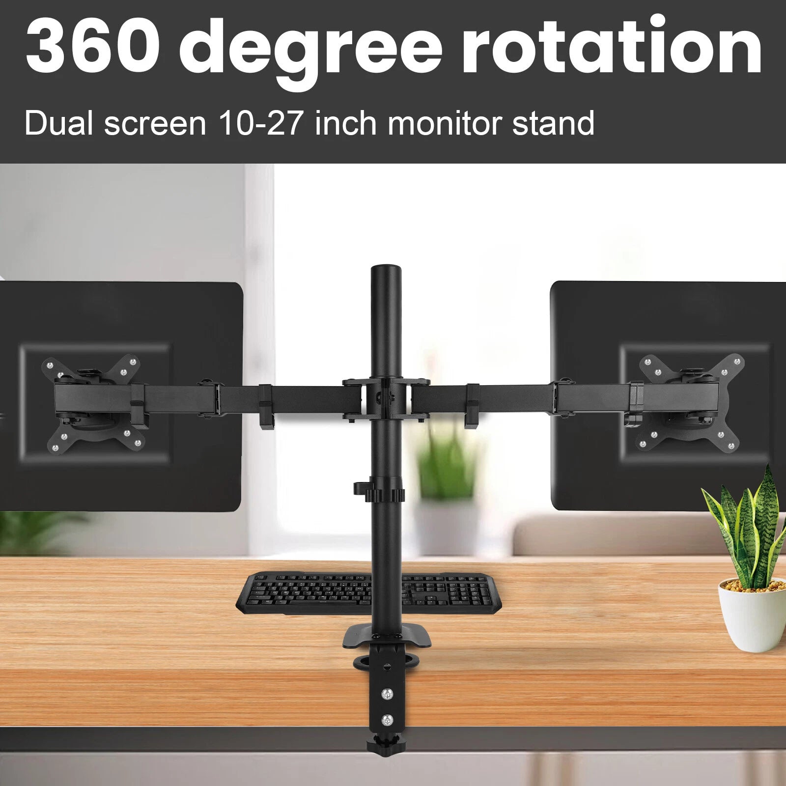 For 10"- 27"Dual LCD Screen Monitor Desk TV Bracket Stand Holder Tilt & Swivel