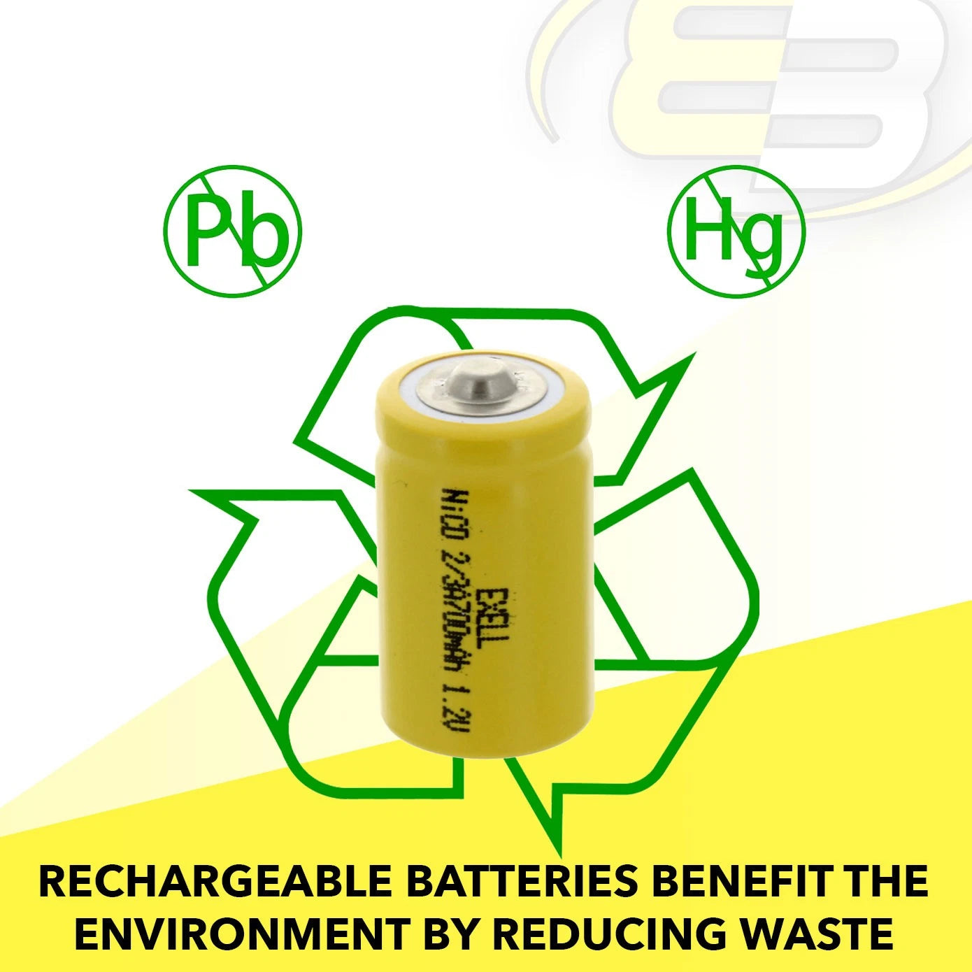 2x Exell 2/3A Size 1.2V 700mAh NiCD Button Top Rechargeable Batteries USA SHIP