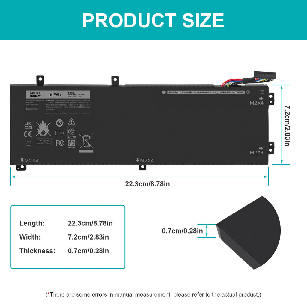 H5H20 Battery For Dell Precision 5510 5520 5530 5540 XPS 15 9560 9550 9570 56Wh