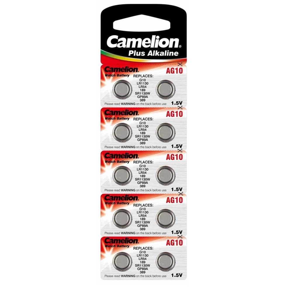 10-PACK Camelion 1.5V 389 LR54 SR54 Alkaline Watch Cell Battery