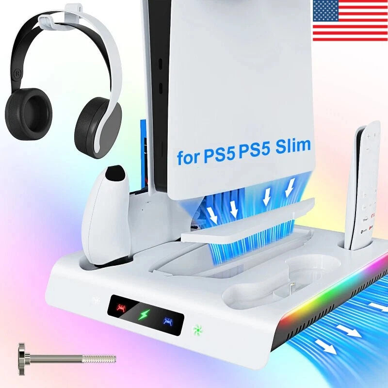 PS5 Slim Stand Cooling Fan PS5 Controller Charging Station for Sony Playstation5