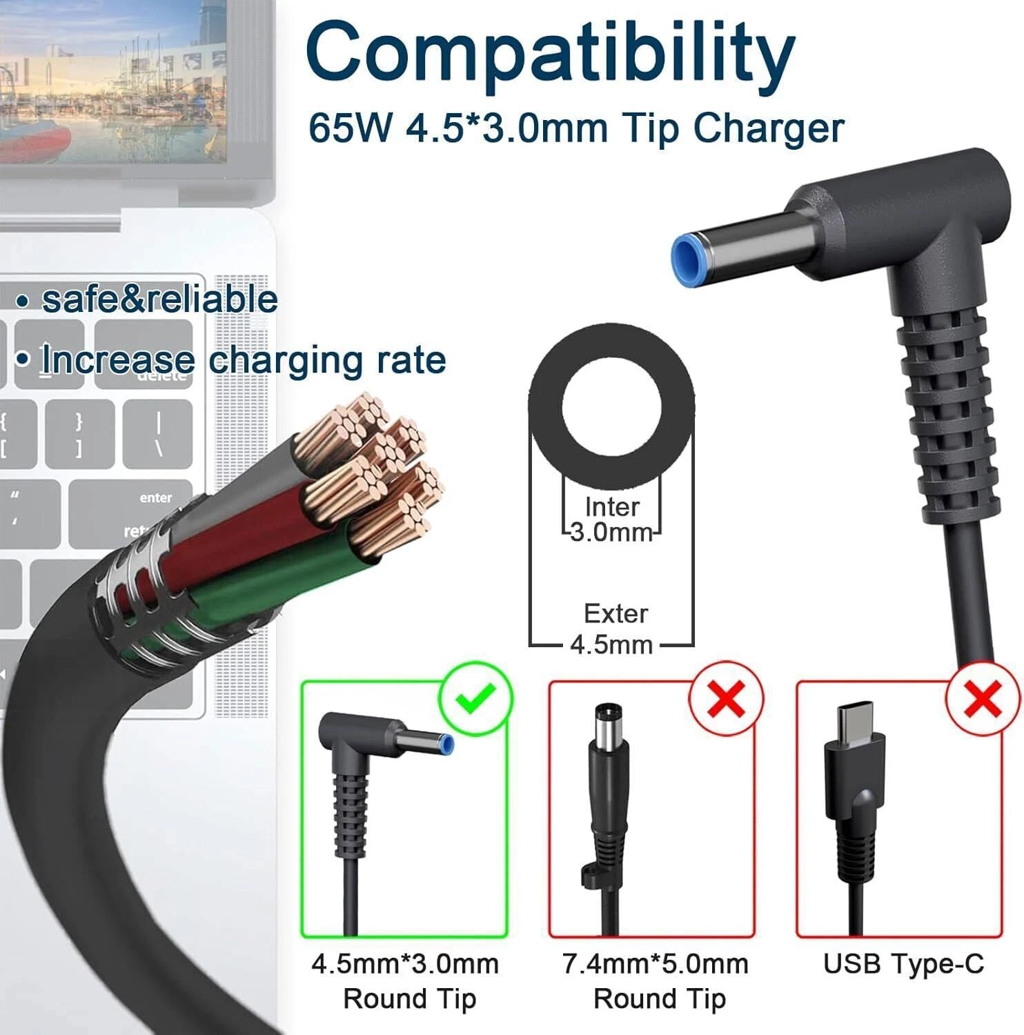 19.5V Power Cord Charger for HP M27f M27fw M27fwa M27fd M27ha M27fe M24f M24fw