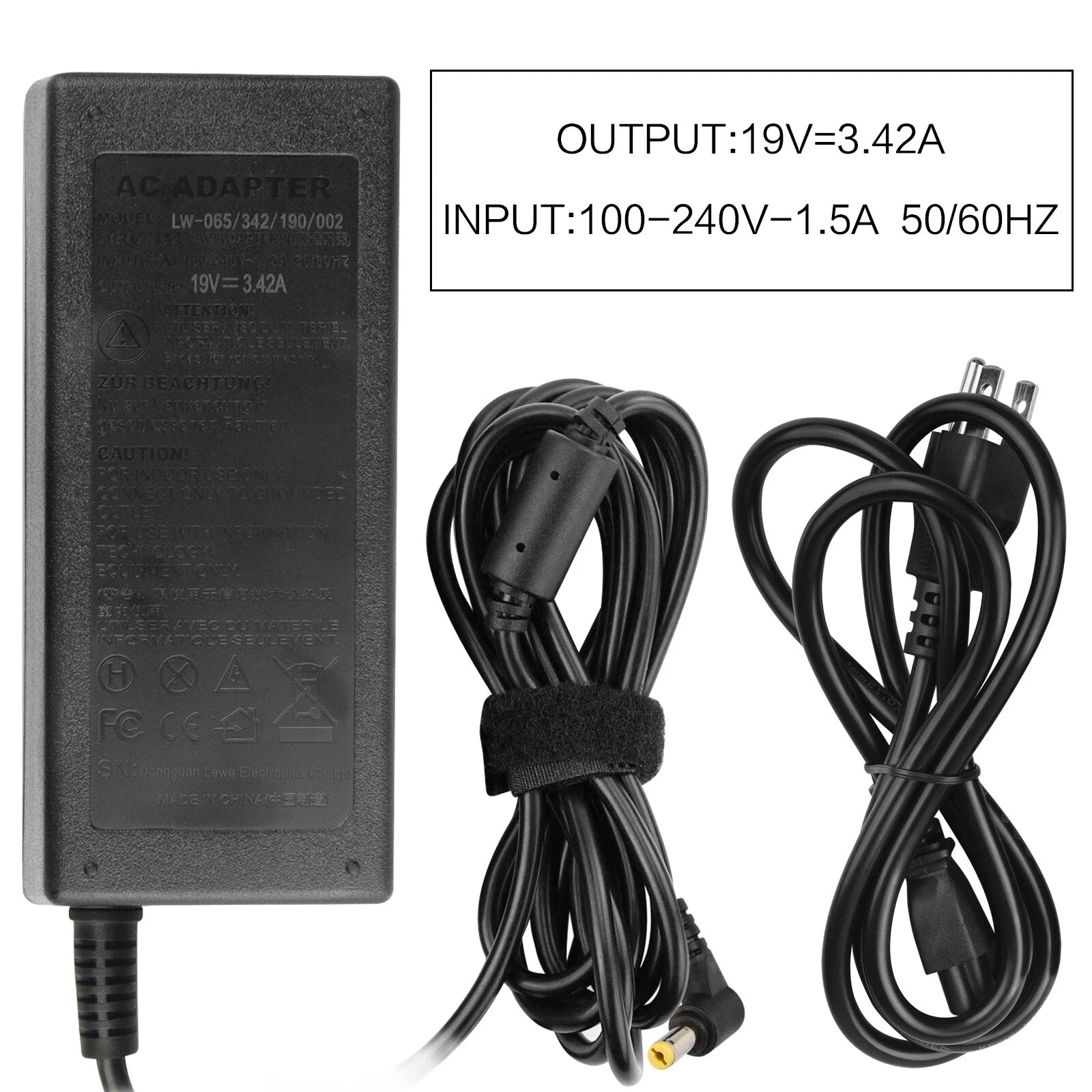 65W 19V 5.5*1.7mm AC Power Supply Adapter Charger For Acer Aspire E5 E1 Laptop